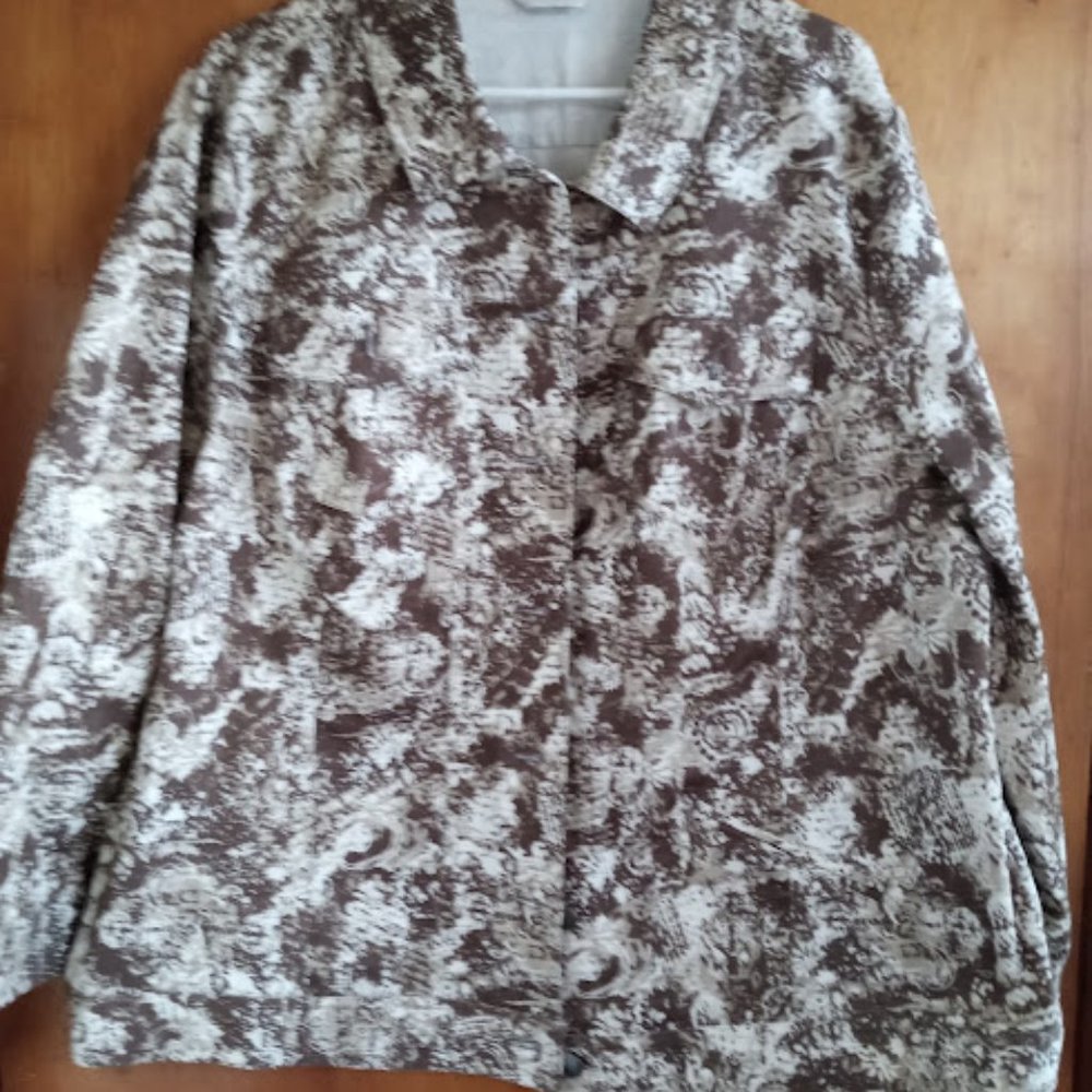 CJ banks camo lightweight stretch denim jacket